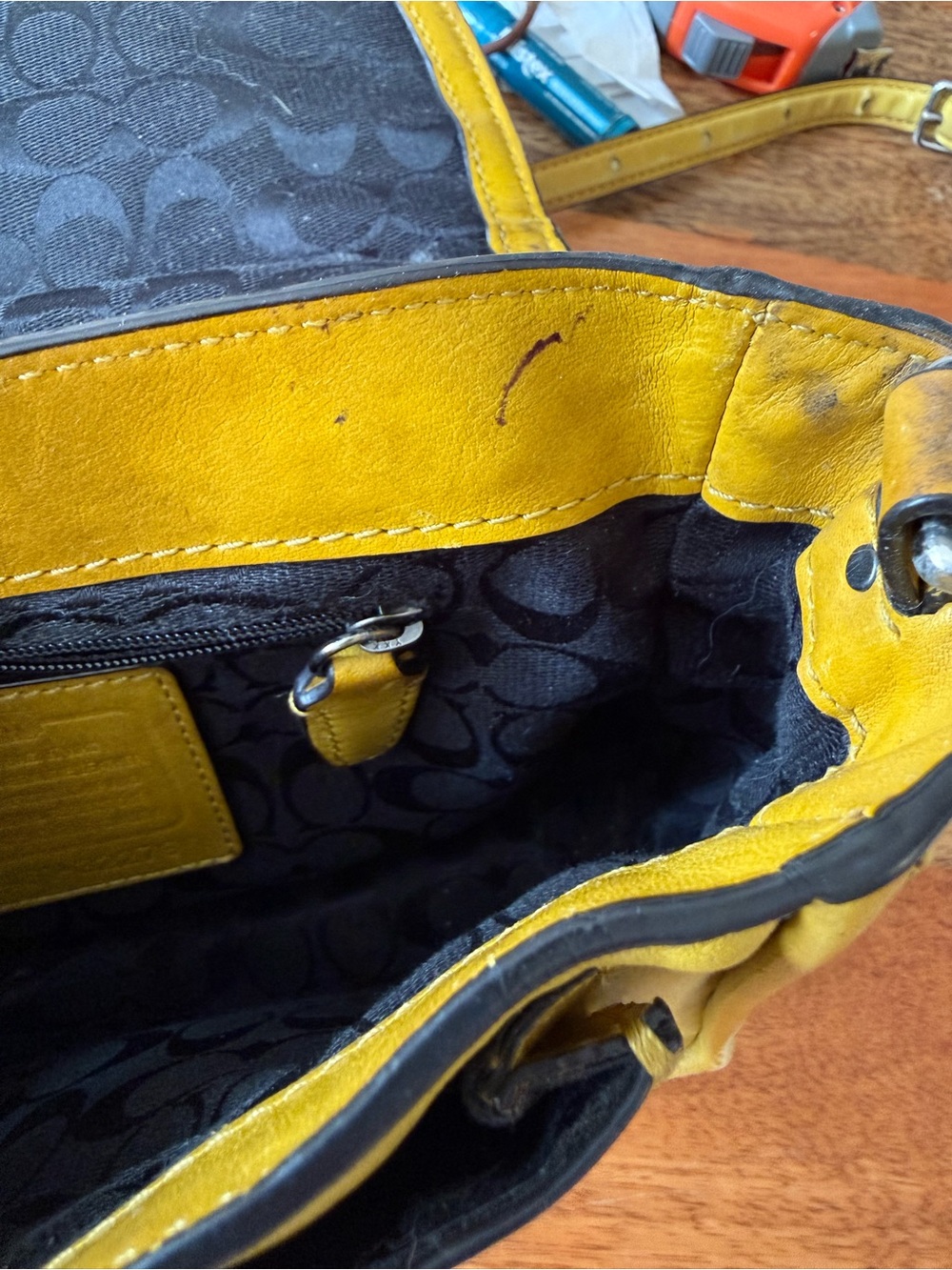 Coach Yellow Leather Satchel with Top Handle - Picture 7 of 16